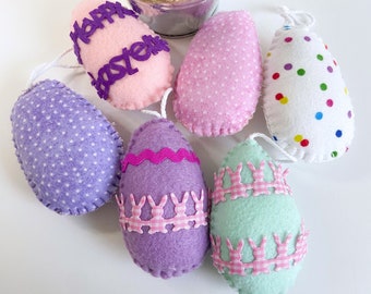 Felt Easter eggs Ornaments, Easter decorations, Felt stuffed Eggs ornaments, felted Easter eggs, Easter tree Felt eggs ornaments