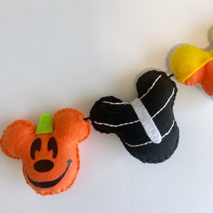 Halloween Mickey Mouse Felt Garland, Halloween Party Decorations, Halloween Mickey felt banner, Halloween Mickey inspired felt garland image 4