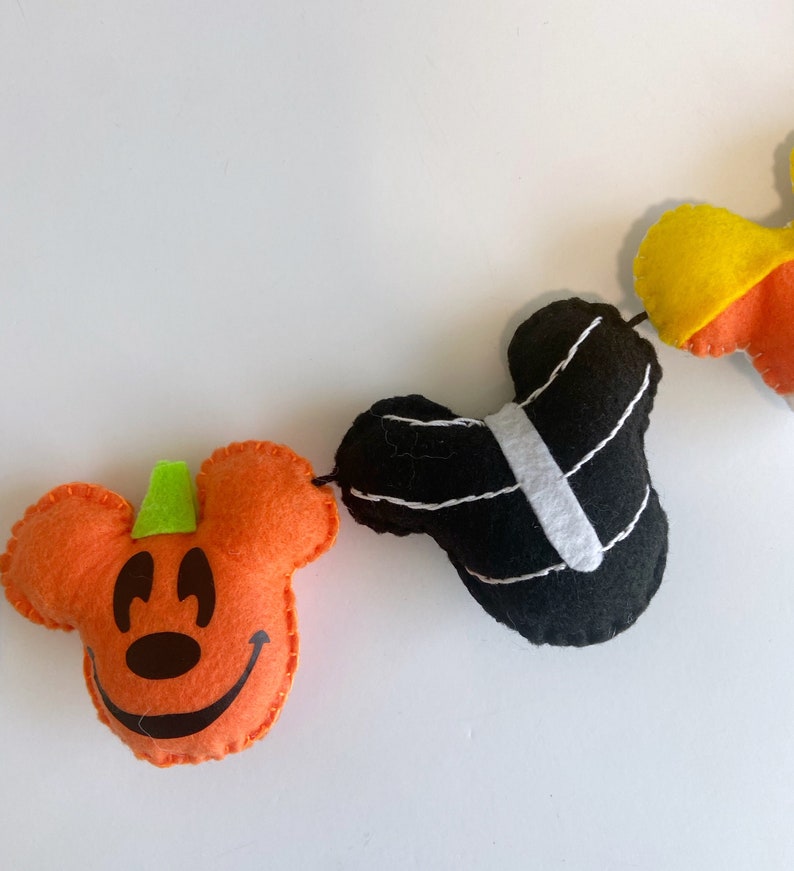 Halloween Mickey Mouse Felt Garland, Halloween Party Decorations, Halloween Mickey felt banner, Halloween Mickey inspired felt garland image 4