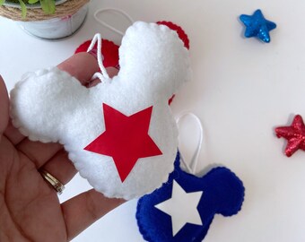 4th of July Felt Mickey Ornaments, 4th of July decorations, Mickey Mouse felt ornaments, 4th of July tree ornaments, Mickey Mouse Ornaments