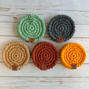 Handmade Crochet Coasters: Boho Farmhouse Decor, Set of 4