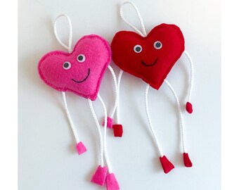 Valentijnsdag Vilt Paar Ornamenten, Valentijnsdag ornamenten, Vilt Harten ornamenten, Valentijnsdag paar cadeau, Valentijnsdag decor