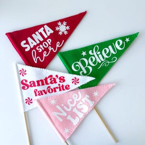 Christmas Felt Flag, Felt Christmas Pennant, Nice List Pennant, Christmas Stocking Stuffers, Christmas Basket Filler, Santa Stop Here Flag