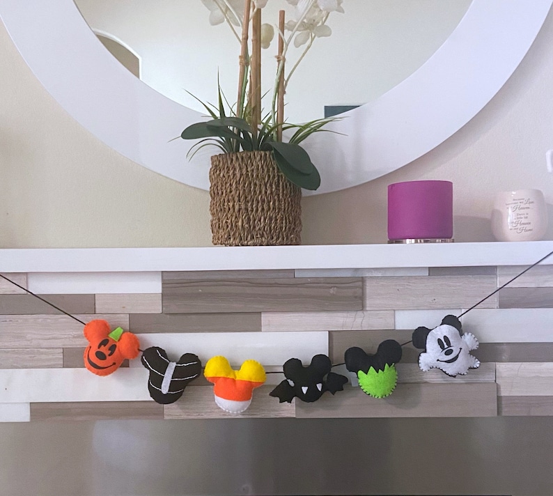 Halloween Mickey Mouse Felt Garland, Halloween Party Decorations, Halloween Mickey felt banner, Halloween Mickey inspired felt garland image 8