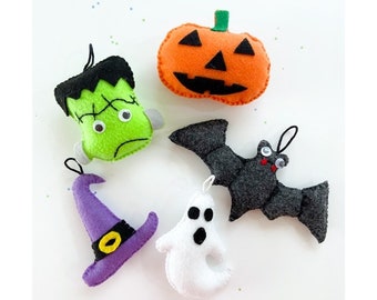 Halloween Felt Ornaments, Halloween party decorations, Halloween tree ornaments, Handmade felt decorations, Halloween felted ornament