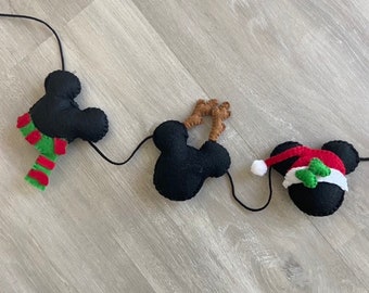 Christmas Mickey Mouse inspired felt banner,  Christmas Party Decorations, Christmas Mickey Mouse garland, Christmas Mickey felt garland