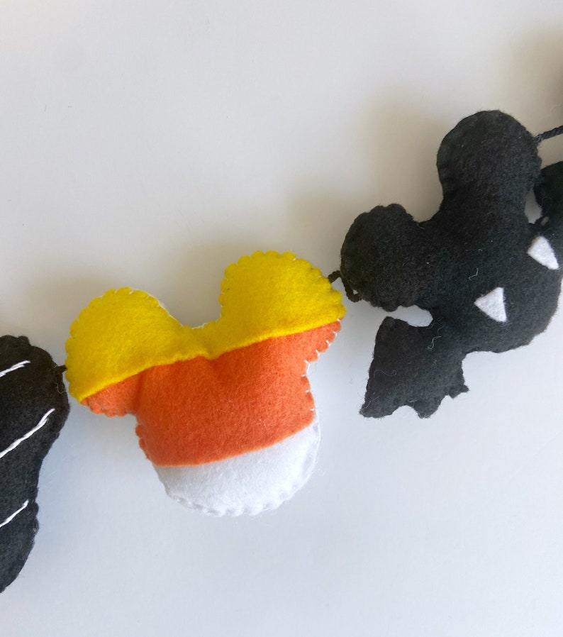 Halloween Mickey Mouse Felt Garland, Halloween Party Decorations, Halloween Mickey felt banner, Halloween Mickey inspired felt garland image 3