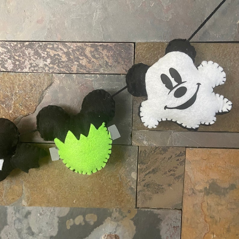 Halloween Mickey Mouse Felt Garland, Halloween Party Decorations, Halloween Mickey felt banner, Halloween Mickey inspired felt garland image 6