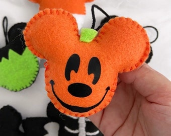 Halloween Mickey Mouse Felt Ornaments: Handmade Tree Decor, Set of 6