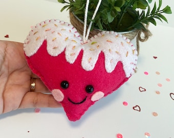 Valentine's Day Felt heart cookie, Valentines day felt melting heart ornament, Valentine's felt ornament, Valentine's Day heart ornament