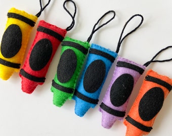 Felt Crayons Ornaments, Teacher gift ornaments, End of school favors, Back to school ornament, Back to school favors, Felt Colorful Crayons