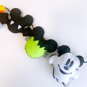Halloween Mickey Mouse Felt Garland, Halloween Party Decorations, Halloween Mickey felt banner, Halloween Mickey inspired felt garland image 2