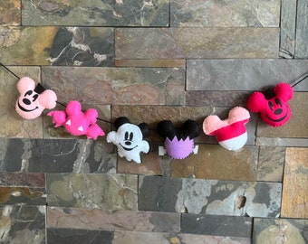 Halloween Mickey Mouse Felt Garland, Halloween Party Decorations, Halloween Mickey felt banner, Halloween Mickey inspired felt garland