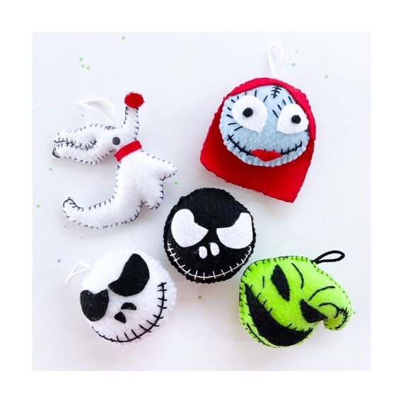 Nightmare Before Christmas Felt Ornaments, Halloween Ornaments, Jack Skellington Ornament, Halloween Party Decorations, Sally & Oogie Boogy