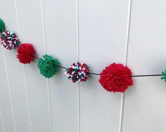 Christmas Yarn Pom Pom Garland: Handmade Holiday Decor