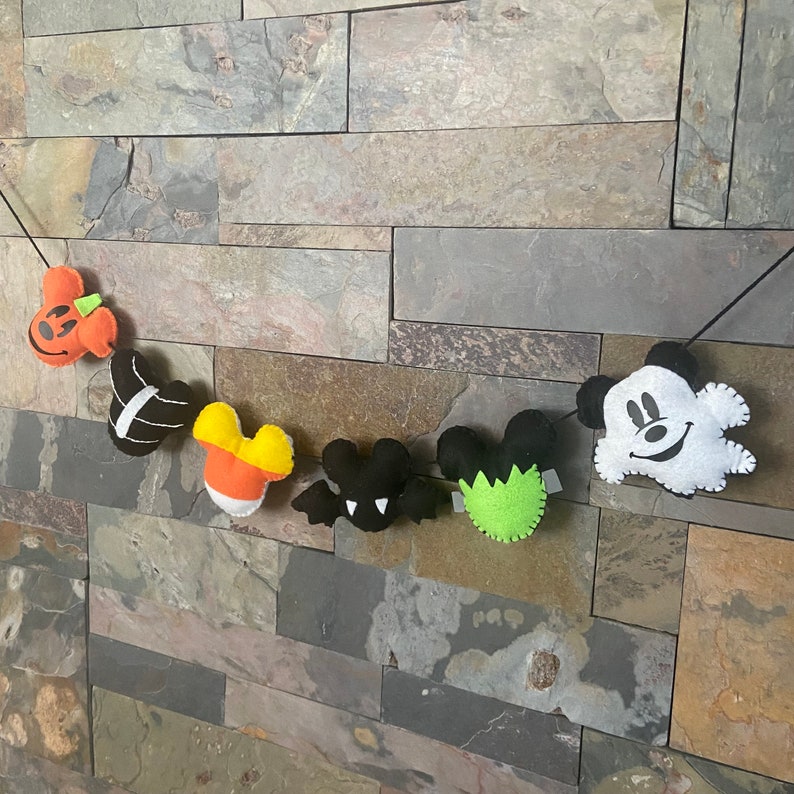 Halloween Mickey Mouse Felt Garland, Halloween Party Decorations, Halloween Mickey felt banner, Halloween Mickey inspired felt garland image 5