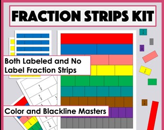 Printable Fraction Strips Kit, Fraction Tiles, Fraction Bars, Math  Manipulatives, Digital Download, Elementary Math, Clipart
