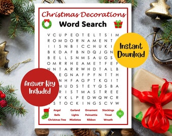 Recherche de mots sur les décorations de Noël | Recherche de mots de Noël
