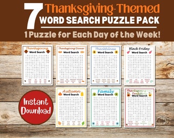Recherche de mots imprimable pour Thanksgiving avec réponses | Jeu de recherche de mots de Thanksgiving | Jeux imprimables de Thanksgiving | Jeux d'amitié | Paquet