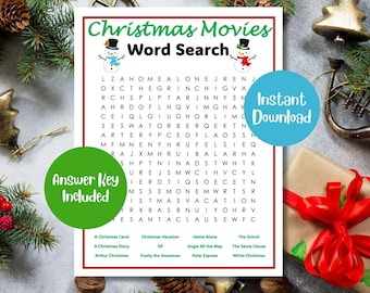 Recherche de mots sur les films de Noël | Recherche de mots de Noël