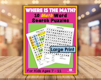 Recherche de mots mathématiques, activités amusantes pour les enfants, téléchargement numérique, mathématiques du primaire, nombres, géométrie, addition, soustraction, multiplication, division