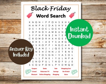 Recherche de mots imprimable du Black Friday avec réponses | Jeu de recherche de mots de Thanksgiving | Jeux imprimables de Thanksgiving | Jeu amusant pour Thanksgiving