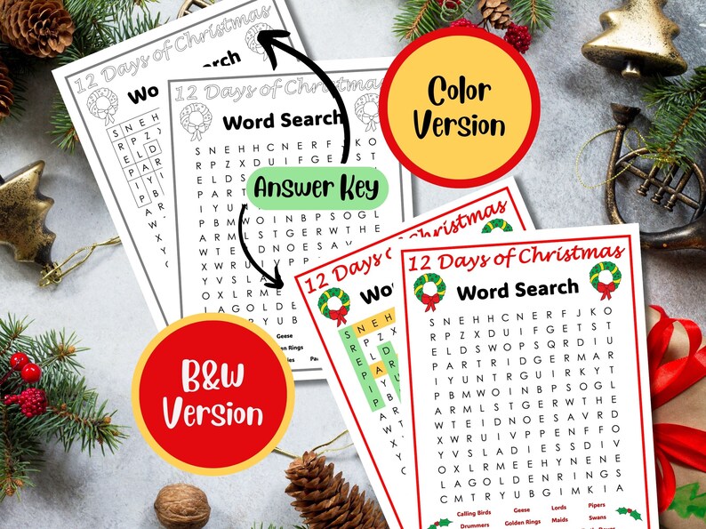 12 Days Of Christmas Word Search Christmas Word Search Etsy 12-days-of-christmas-word-search-christmas-word-search-etsy