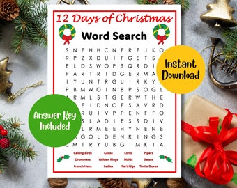 12 jours de recherche de mots de Noël | Recherche de mots de Noël
