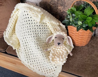 Handmade Stroller/Car Seat Blanket and Lamb Snuggler Combo, 1 Available, Ready to Ship