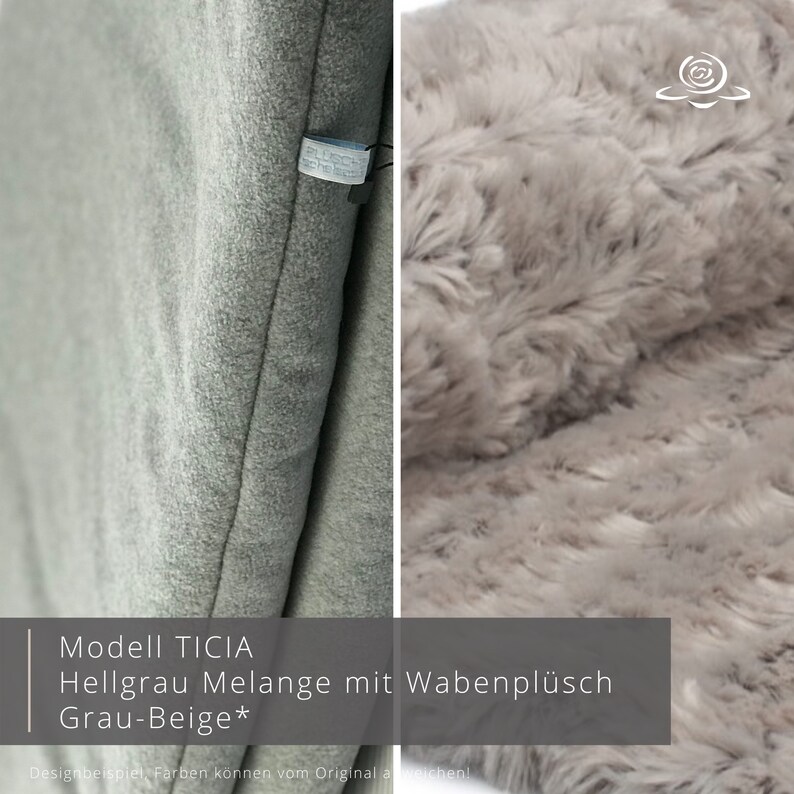 Hundeschlafsack Softcoat Hellgrau Melange mit Plüsch Grau Modell Hera Reisebett für Haustiere Hundebett Katzenbett Plüschbüddel Bild 3