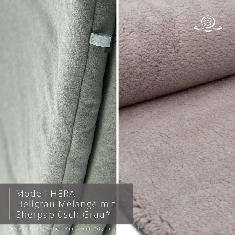 Hundeschlafsack Softcoat Hellgrau Melange mit Plüsch Grau Modell Hera Reisebett für Haustiere Hundebett Katzenbett Plüschbüddel Bild 5