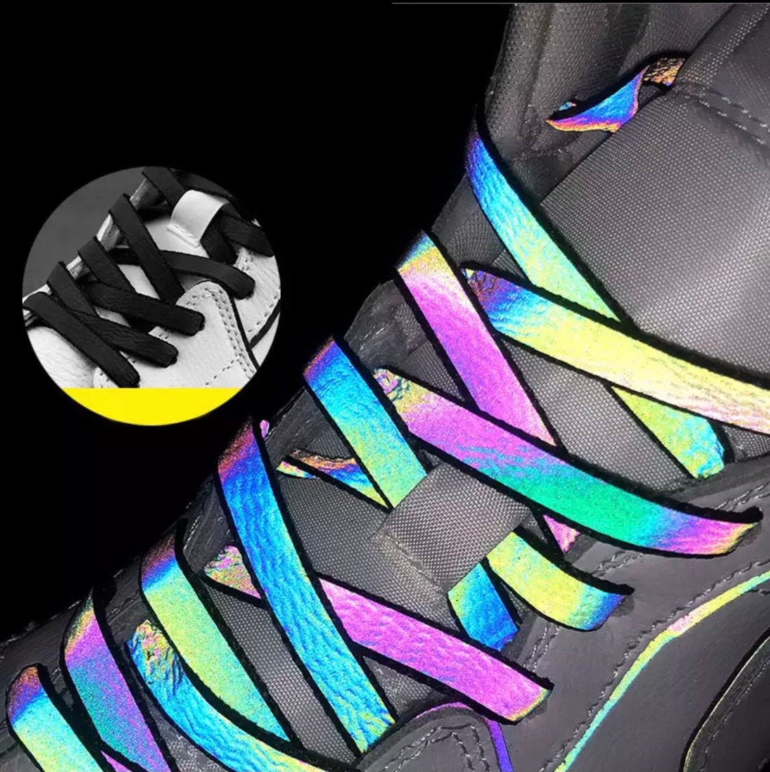 Hobicore holographic reflective glow in the dark shoelaces Etsy