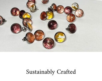 Jewel Tone Upcycled Stud Earrings | Recycled Plastic Jewelry | Glass Jewelry | Eco Friendly Gifts |  Zero Waste Fashion