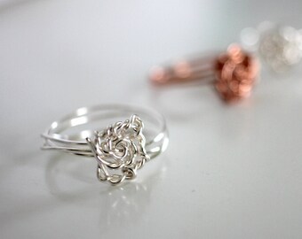 Twisted Wire Rose Ring | Handmade Dainty Jewelry | Copper Silver Jewelry