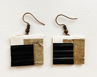 Geometric Upcycled Earrings | Handmade Minimalist Jewelry | Eco Friendly Gifts