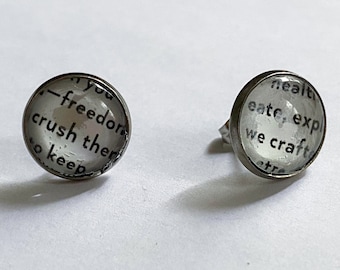 Upcycled Word Earrings | Recycled Pages Paper Literary Jewelry | Sustainable Gift for Book Lover