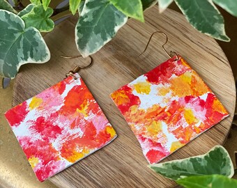 Bold Tie Dye Wooden Earrings | Hand Painted Eco Friendly Jewelry | Hippie Chic Jewelry | Ms Frizzle Earrings