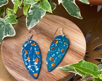 Rainbow Hand-Painted Earrings | Wooden Multicolor Jewelry | LGBTQ Pride