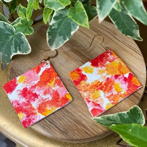 Bold Tie Dye Wooden Earrings | Hand Painted Eco Friendly Jewelry | Hippie Chic Jewelry | Ms Frizzle Earrings