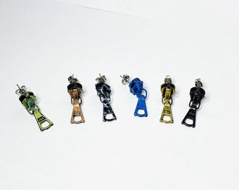 Zipper Studs/ Sustainable Jewelry/ Punk Accessories