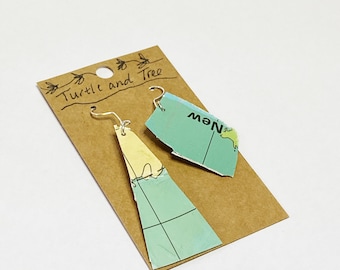 Upcycled Globe Earrings | Great Eco Friendly Ms Frizzle Teacher Gift | Recycled Jewelry