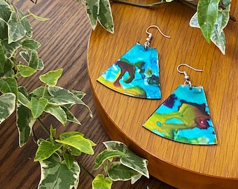 Tie Dye CD Earrings | Upcycled Handmade Hippie Jewelry | Recycled Eco Friendly Music Jewelry