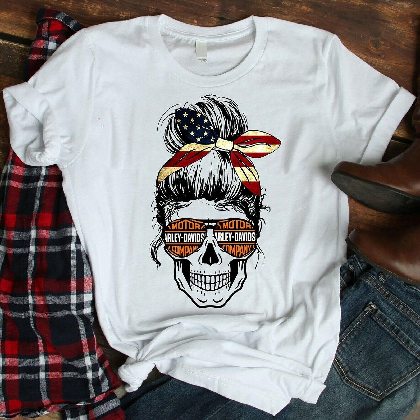 Lady Skull Harley-Davidson Girl Unisex T shirt Love Motorcycle | Etsy