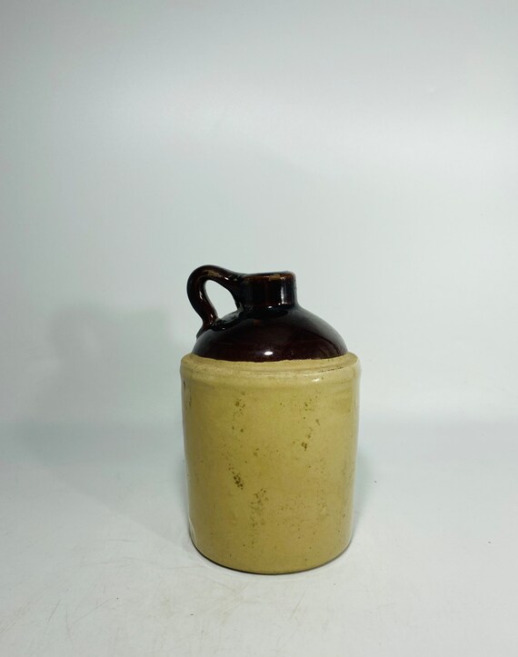 Vintage Stoneware Jug With Handle and Cork Liquor Bottle. Etsy