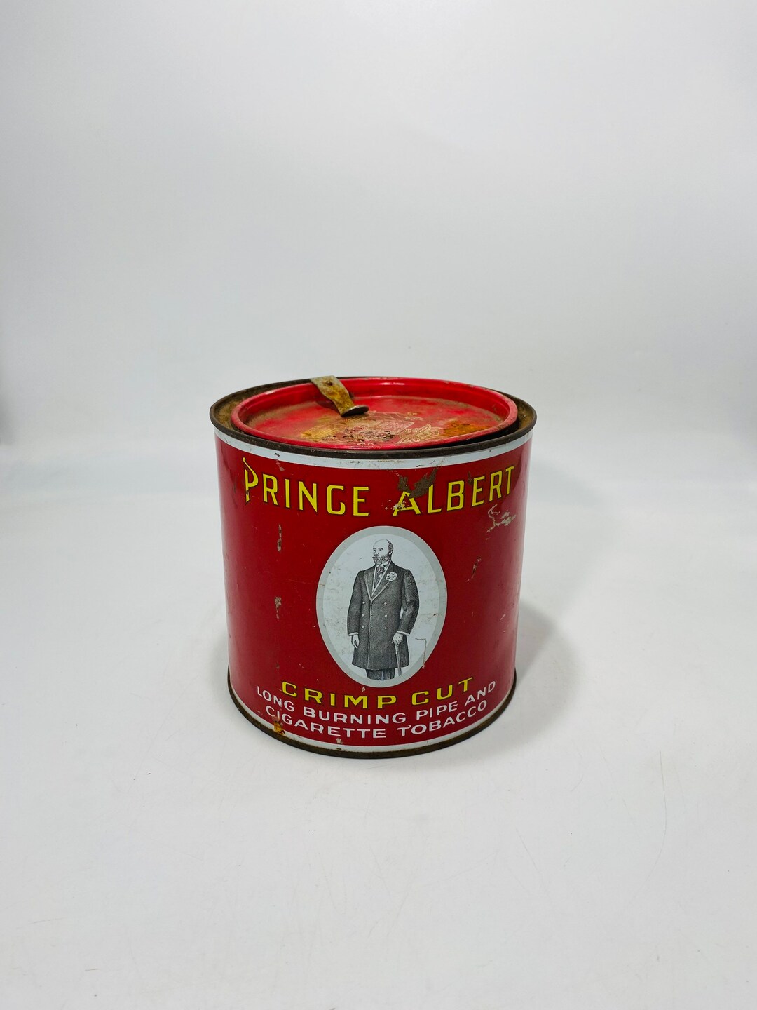 Vintage Prince Albert Tobacco Tin, Red Tin, Tobacco Tin, Primitive