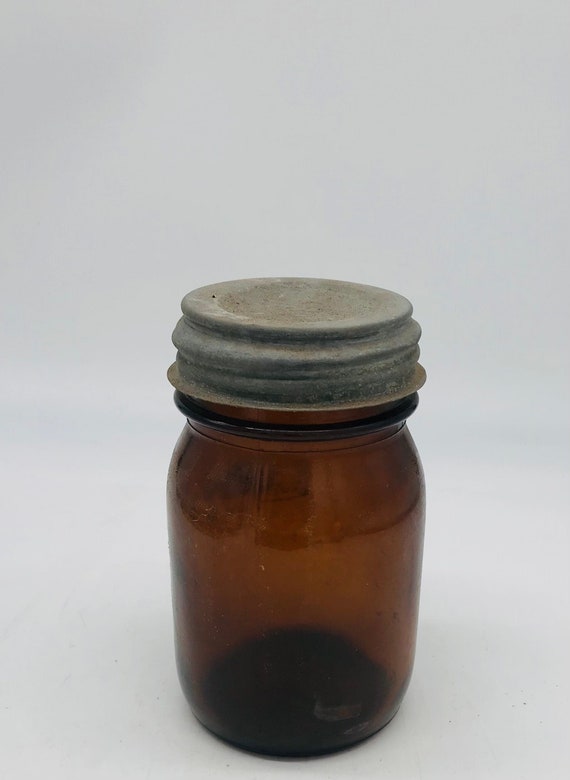 Vintage Amber Ball Jar Fall Decor Etsy