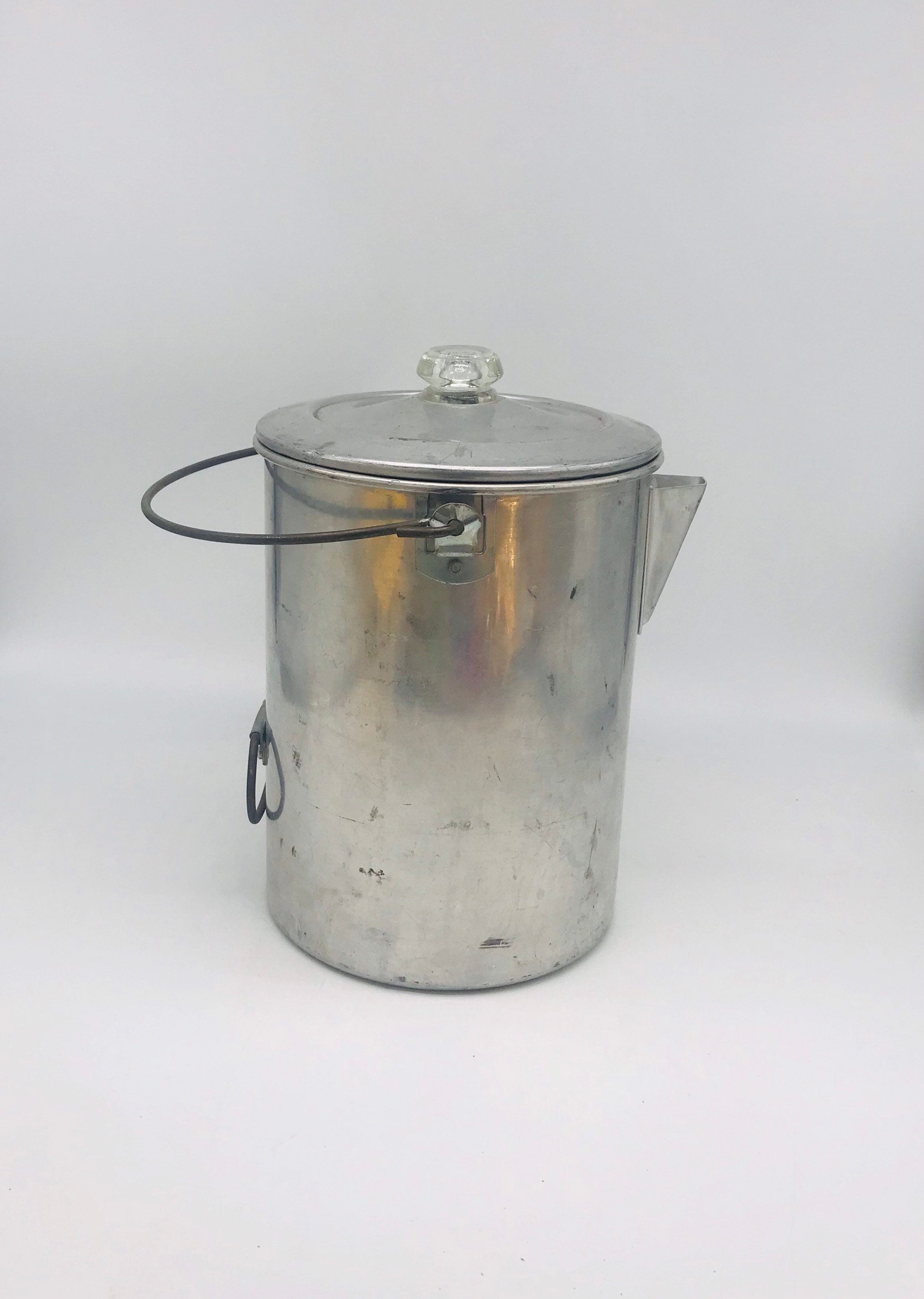 Vintage Aluminum Coffee Pot Open 