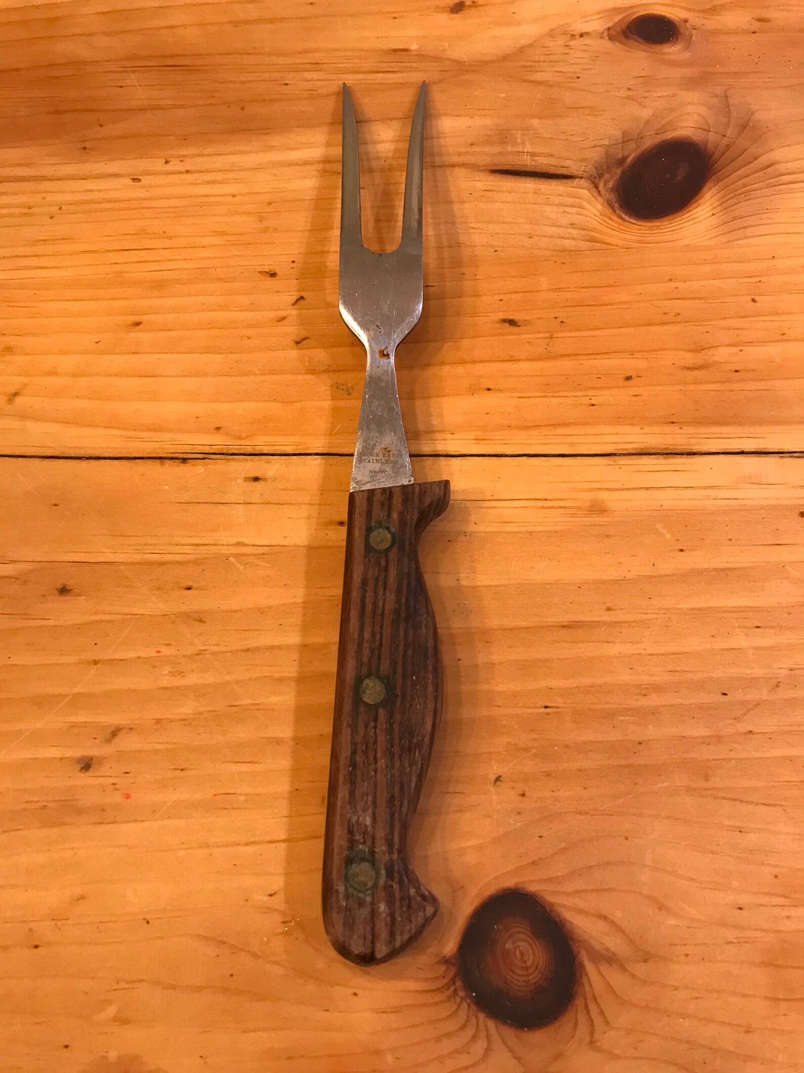 Vintage Wooden Handle Kitchen Fork Utensils Fork Two Prongs Etsy Italia