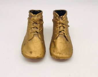 Antique Victorian Bronze Toddler Shoes, 1950s Vintage Lace Baby Shoes, Collectible, Vintage