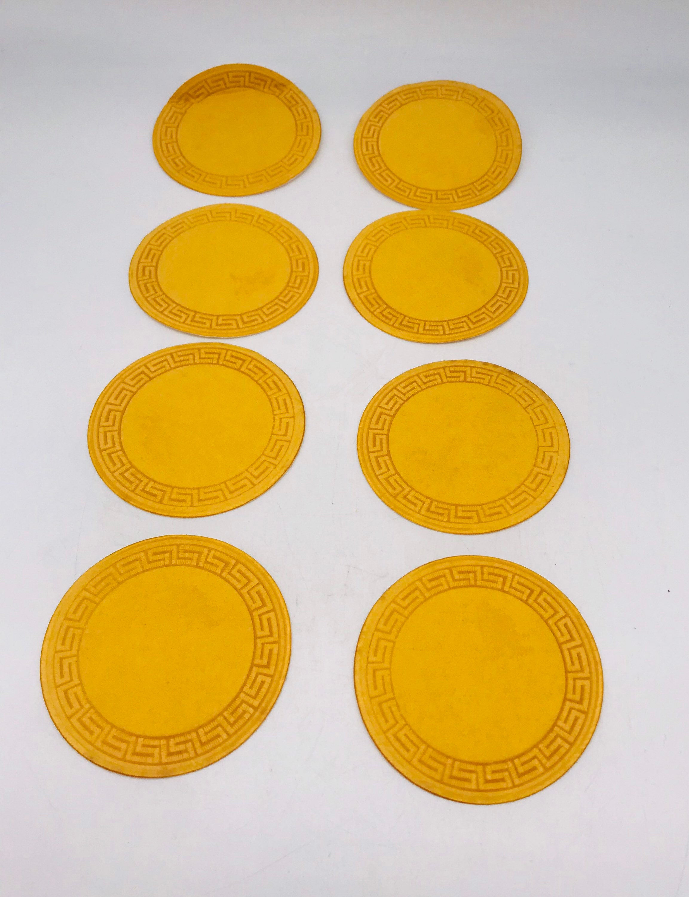 Vintage Round Goldenrod Paper Coasters Barware Etsy